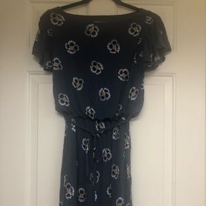 Beautiful loft draped tie dress pansy floral